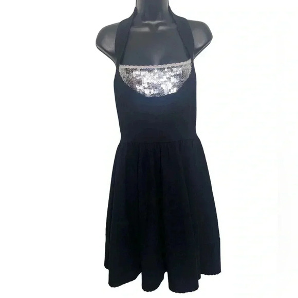 Marc by Marc Jacobs Wool Blend Sequin Halter Fit & Flare Y2K Style Mini Dress - Picture 1 of 8